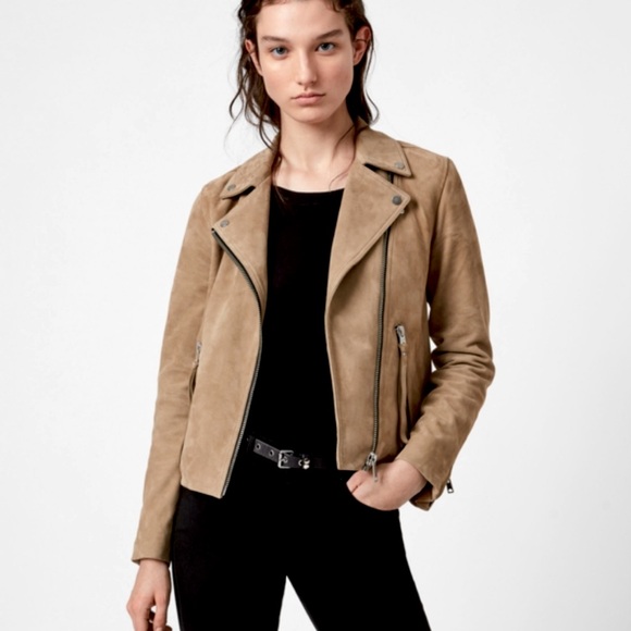 All Saints Jackets & Blazers - SALE! 💐NWOT All Saints Dalby Goat Suede Biker Jacket Camel Tan Size6 $560 Retail